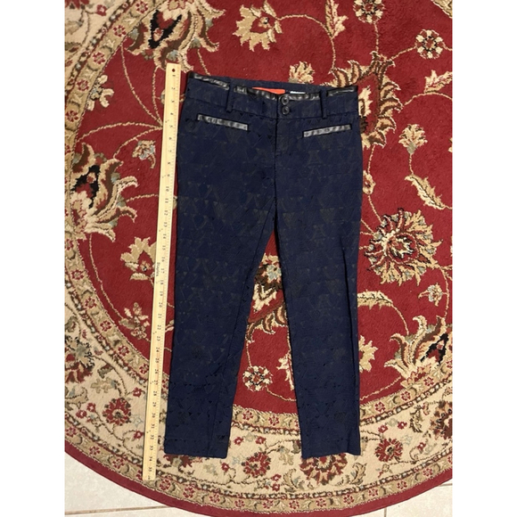Anthropologie Cartonnier Pants Womens Blue Charlie Ankle Geometric Smooth Size 0 - Picture 1 of 8